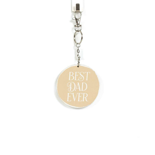 12628-Round Tan Best Dad Ever Keychain