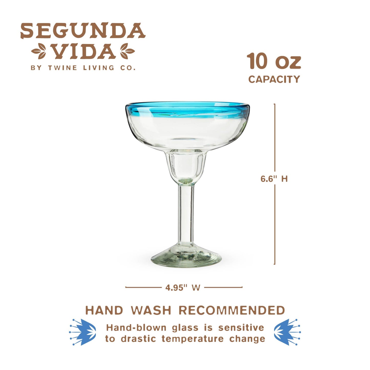 Primavera Recycled Glass Margarita Glasses Set of 2