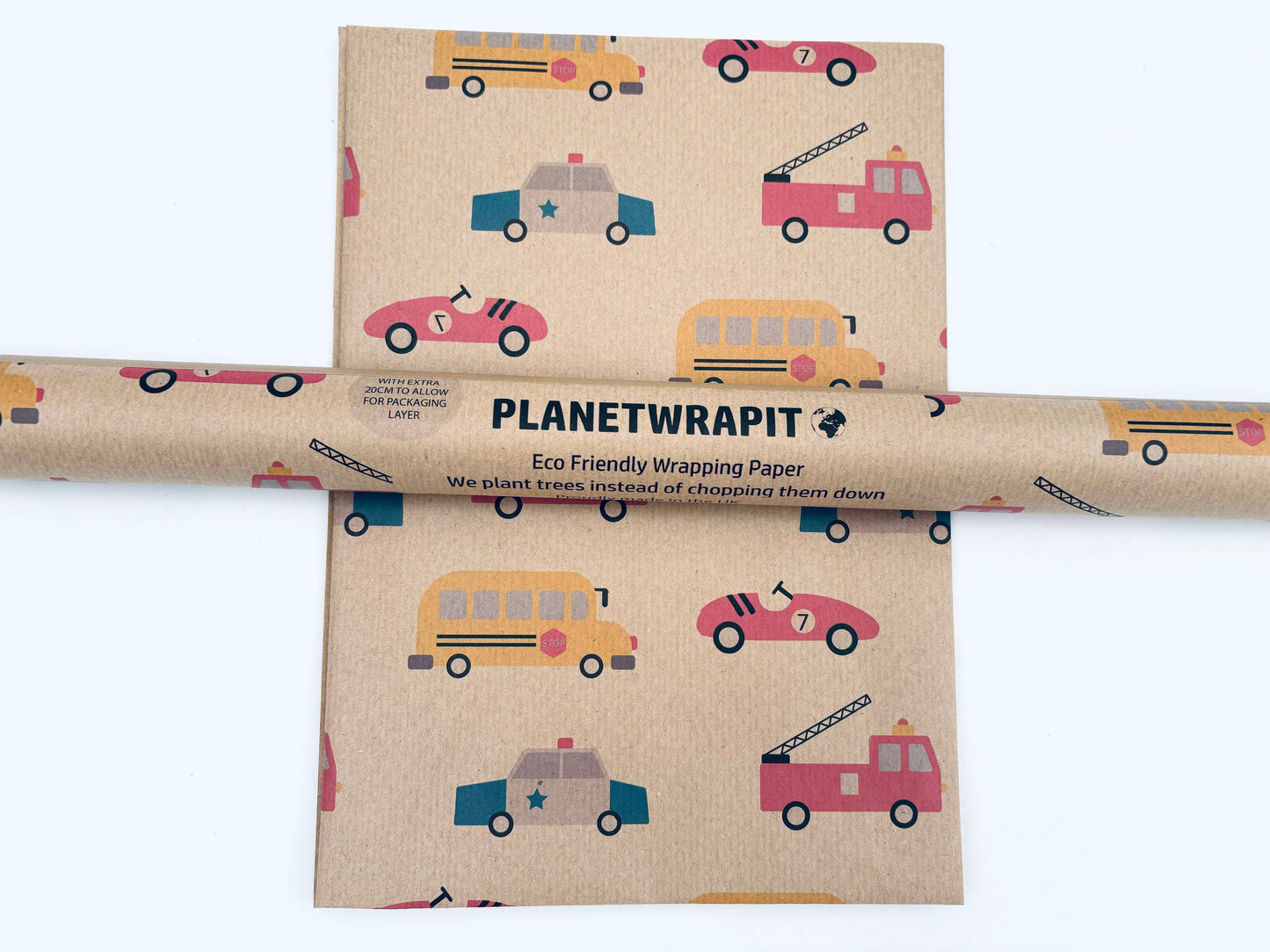 Vehicles Recycled Kraft Wrapping Paper Gift Wrap
