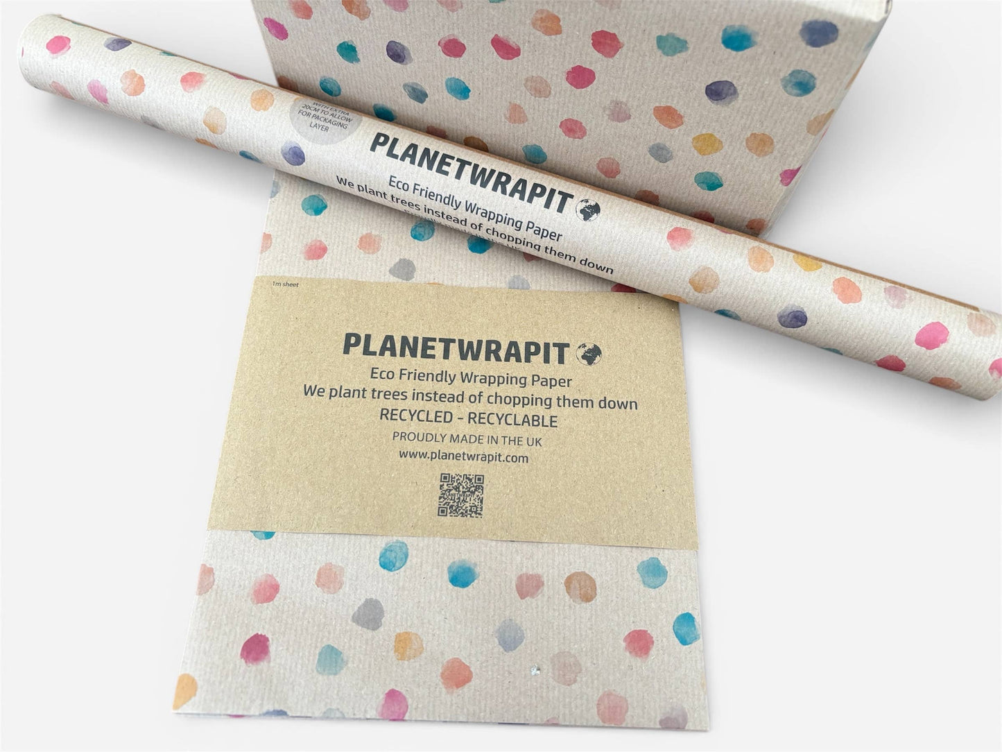 Colour Spots Recycled Kraft Wrapping Paper Gift Wrap