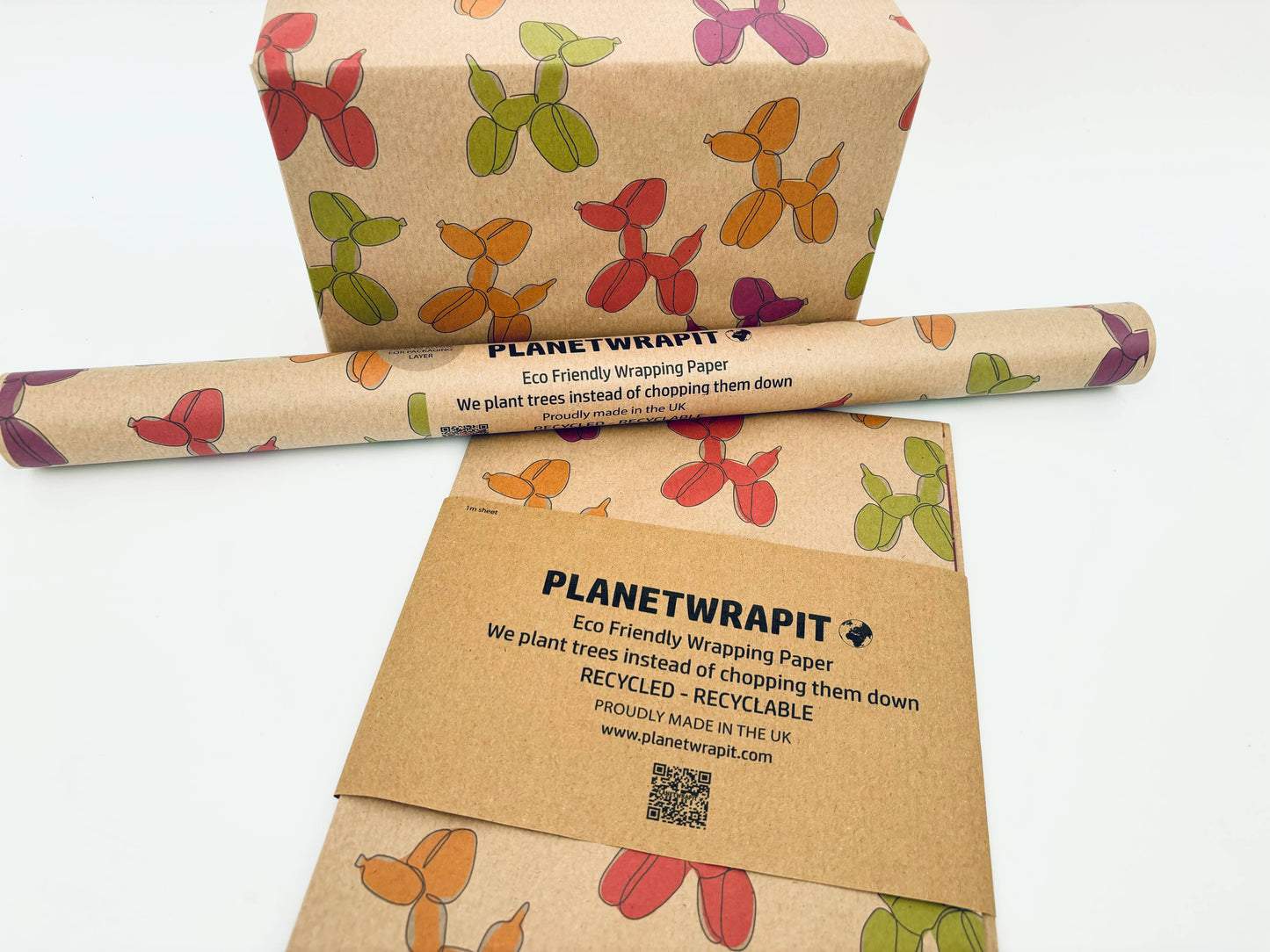 Balloon Dogs Recycled Kraft Wrapping Paper Gift Wrap
