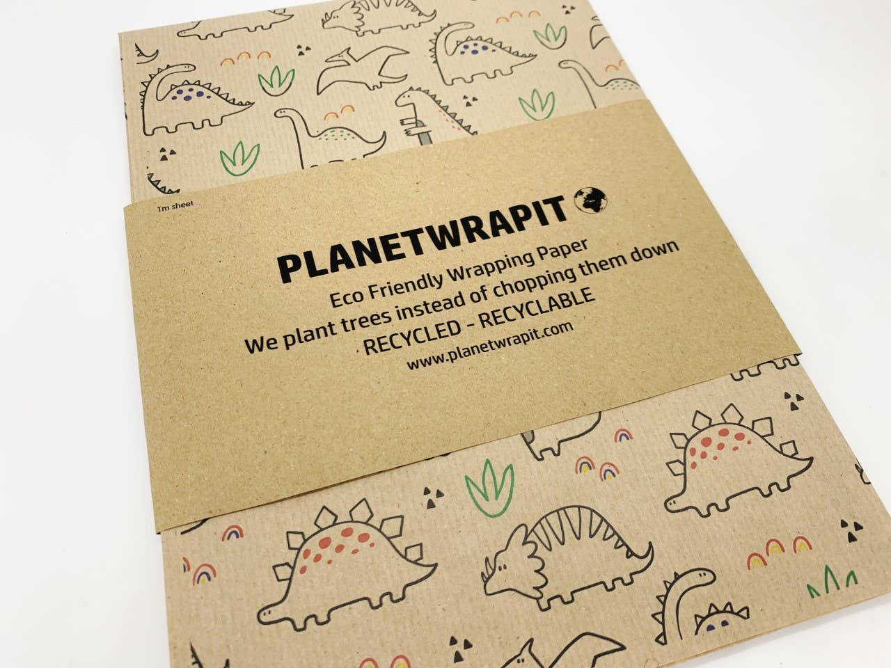 Dinosaur Recycled Kraft Wrapping Paper Gift Wrap
