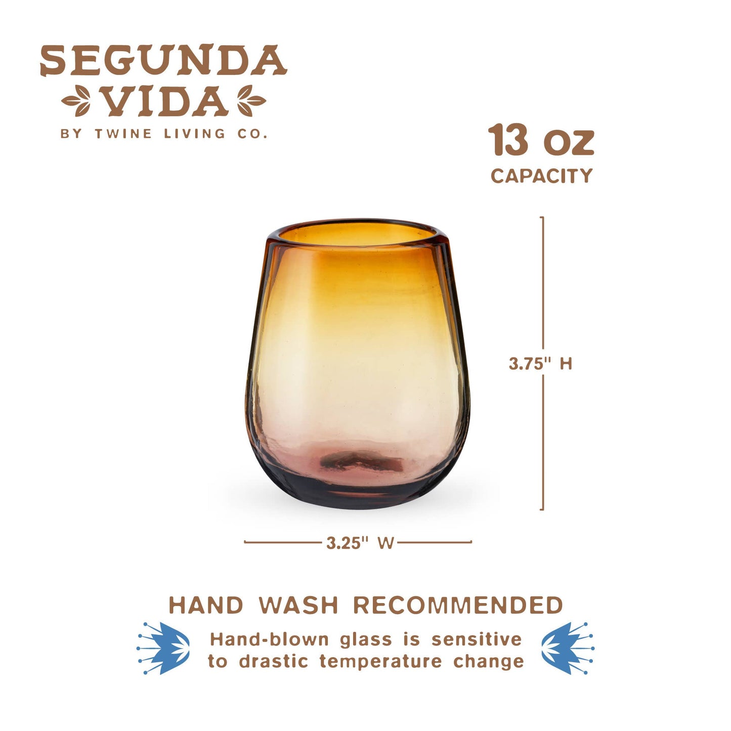 Segunda Vida El Ocaso Recycled Stemless Wine Glass Set of 2