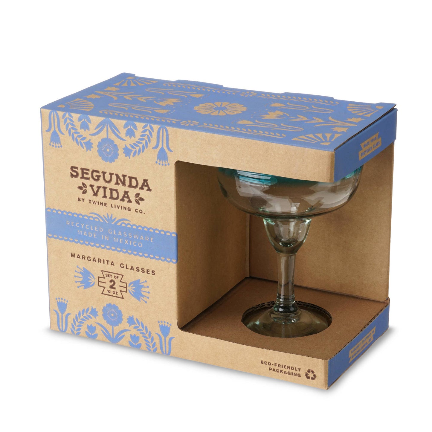 Primavera Recycled Glass Margarita Glasses Set of 2