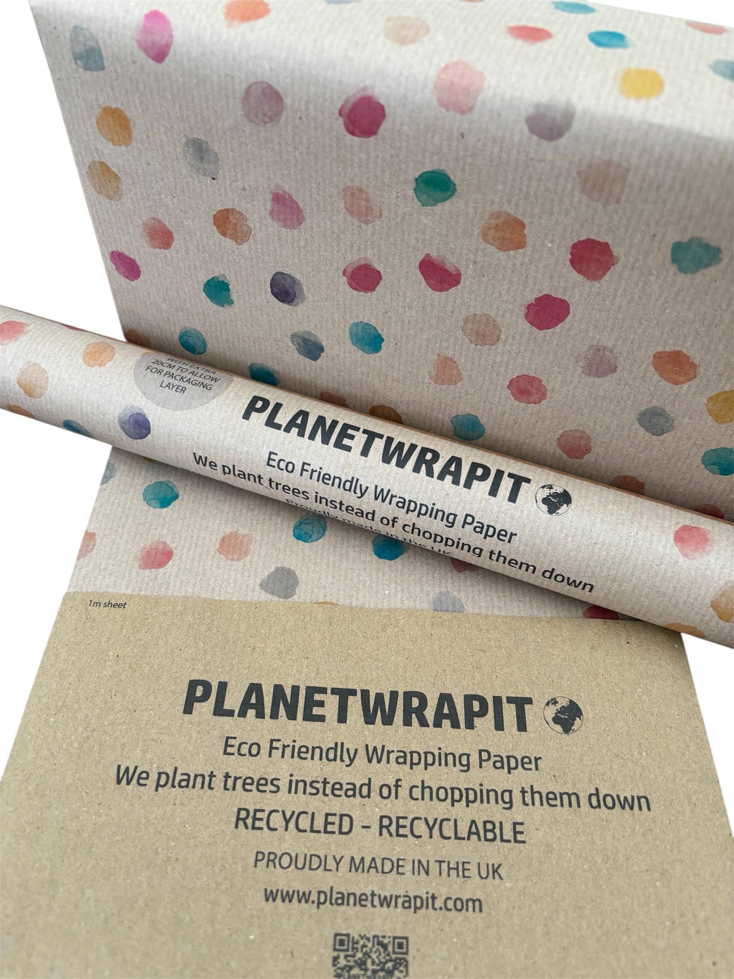 Colour Spots Recycled Kraft Wrapping Paper Gift Wrap