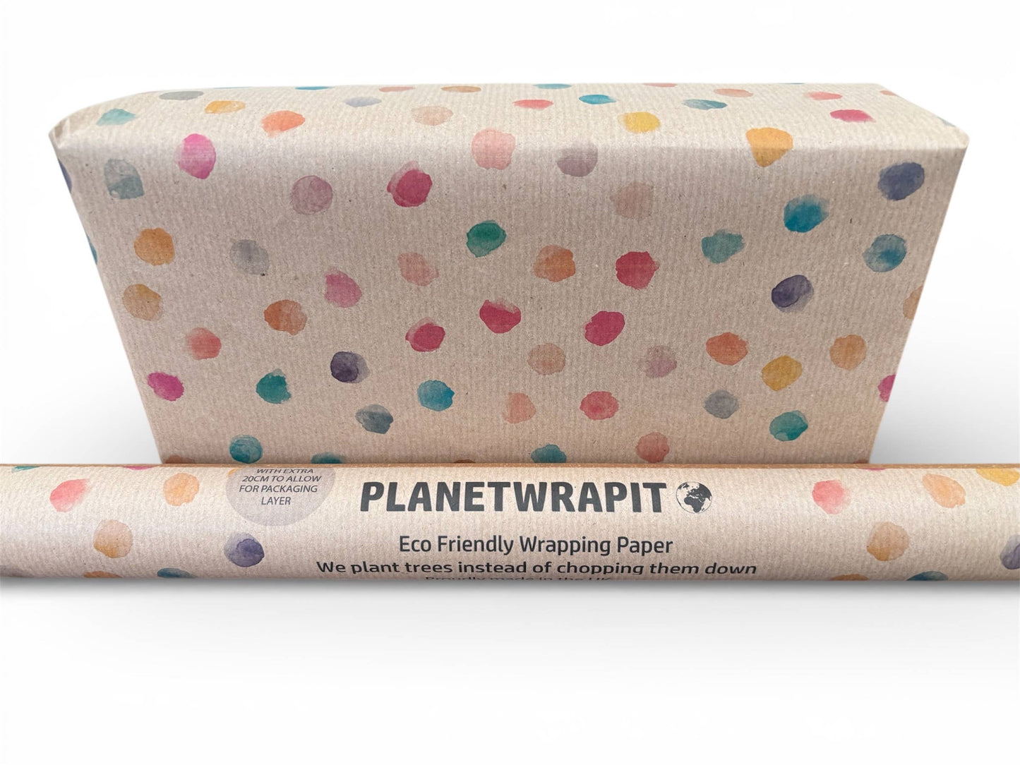Colour Spots Recycled Kraft Wrapping Paper Gift Wrap
