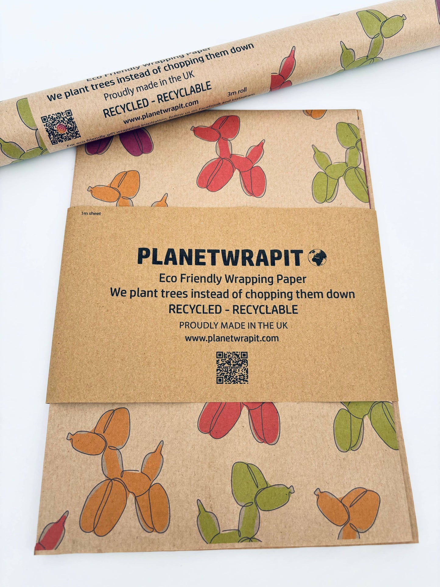 Balloon Dogs Recycled Kraft Wrapping Paper Gift Wrap