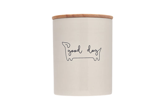 Good Dog Ceramic Treat Jar with Wooden Lid